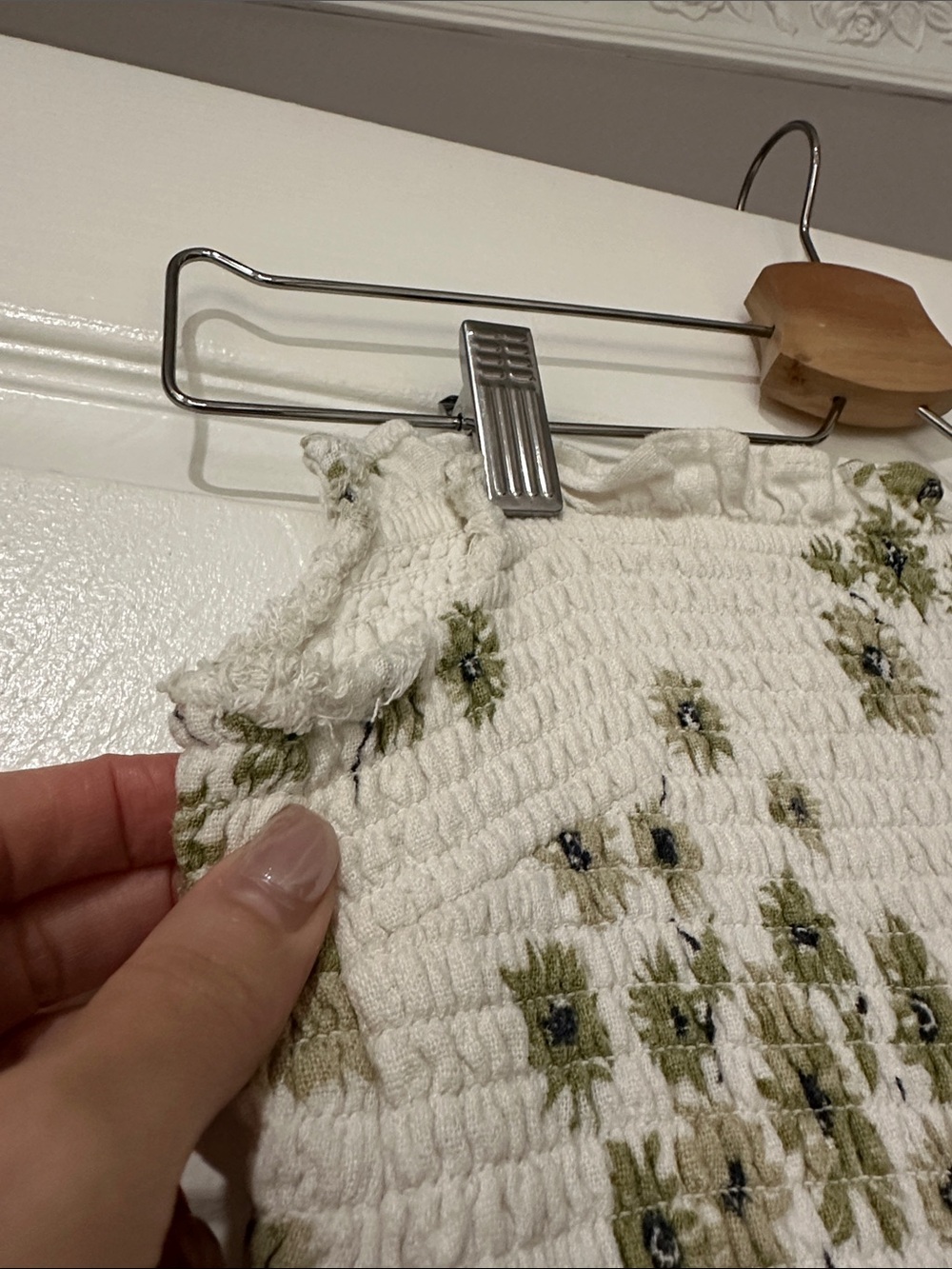 Abercrombie & Fitch White Maxi Dress with Olive Floral Print - Picture 2 of 4